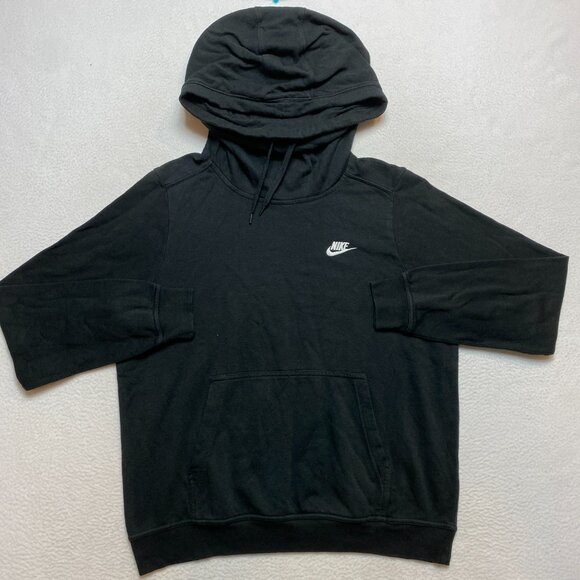 Nike Hoodie Men's L Black Swoosh Spell Out Sweatshirt Pullover High Neck Y2K - Picture 2 of 12